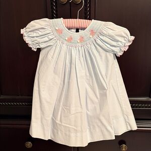 Blue and Pink Smocked Kids Formal Dress